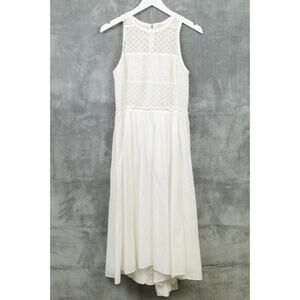 REBECCA TAYLOR Eyelet Lace Bodice Midi Dress Full High Low White Country Boho‎ 4